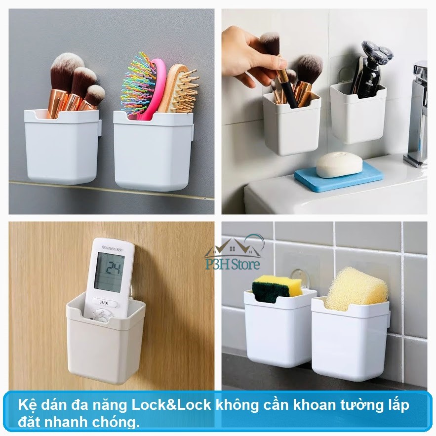 Kệ treo đa năng Lock&amp;Lock Mini Pocket VMP80-CW60 Kệ nhà tắm Kệ dán hộp đựng kem đánh răng