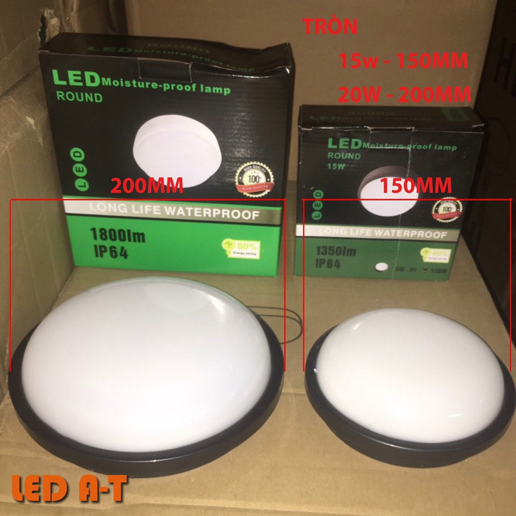 Giá Sỉ ĐÈN LED ỐP TRẦN NỔI 15W, 20W CHỐNG BỤI, CHỐNG NƯỚC HÌNH TRÒN, BẦU DỤC, VIỀN ĐEN, TRẮNG, IP 65, cầu thang