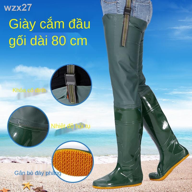 vớ đế mềm siêu cao qua đầu gối giày dã chiến có khóa dài ủng đi mưa bắt câu cá lội nước