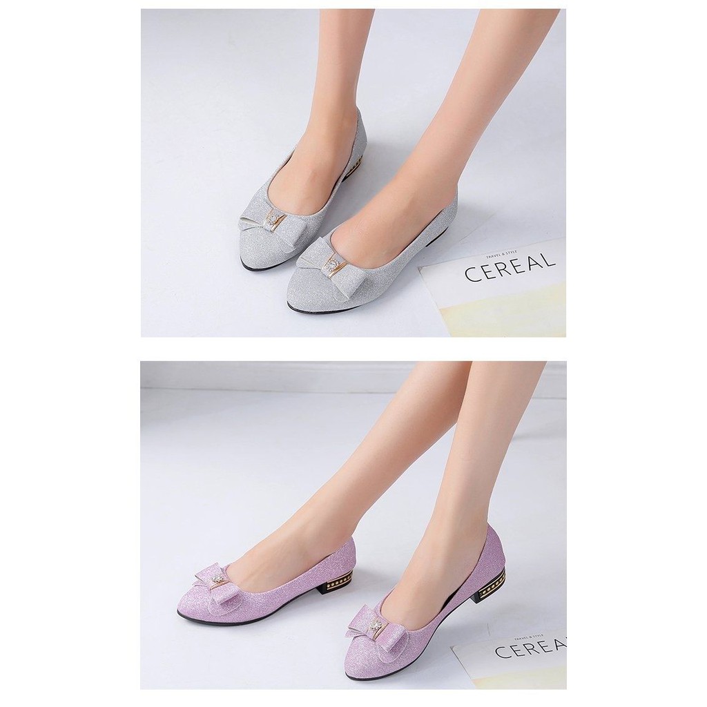 Girls fashion flat shoes Love Bamboo Bird 2019 spring and autumn new Korean version of all-match single shoes female bow peas shoes female flat work shoes