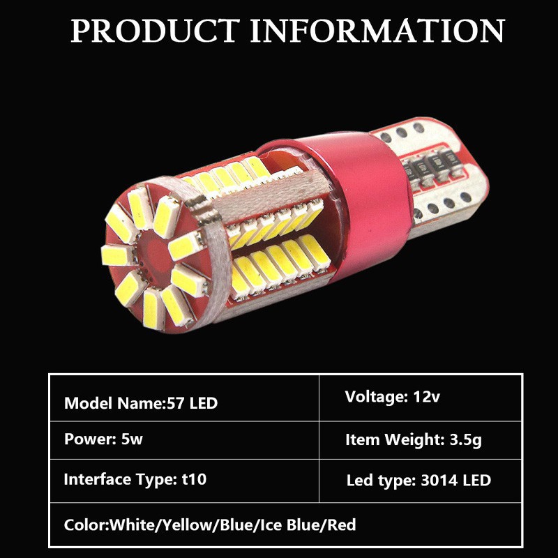 ĐÈN LED DEMI T10 W5W 57smd Ánh Sáng Trắng Đỏ Pha Lê Xanh Dương