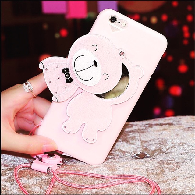 Ốp Iphone 5/6/6plus/7/7plus Gấu Có Gương
