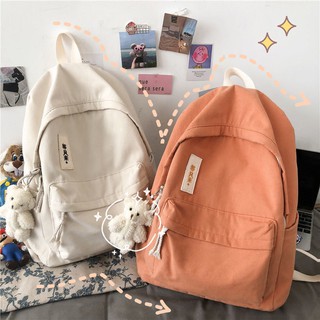 Mới Ba Lô Canvas Màu Trơn Phong Cách Retro Nhật Bản Cho Nam Và Nữ