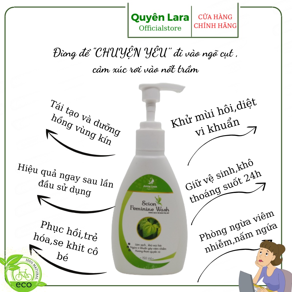 Dung Dịch Vệ Sinh Phụ Nữ Quyên Lara Làm Sạch Vùng Kín,Ngừa Mẩn Ngứa Bảo Vệ Cô Bé An Toàn Tuyệt Đối 150ml