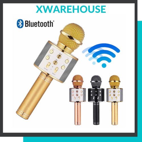 [Mã ELHACE giảm 4% đơn 300K] Micro bluetooth karaoke WS858 giá rẻ, mic hát karaoke kèm loa bluetooth trên điện thoại