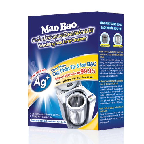 Chất Vệ Sinh Lồng Máy Giặt Mao Bao 306g - 1 hộp + Bột Tẩy Quần Áo Thiên Nhiên Baking Soda 12g x 5 gói - 1 hộp