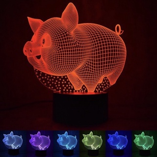 Đèn Led 3D Hình Con Heo - Đèn Ngủ 16 Màu Điểu Khiển Từ Xa Hoặc Cảm Ứng Lợn Béo mini 3d - Khắc tên theo yêu cầu - Đèn Bàn