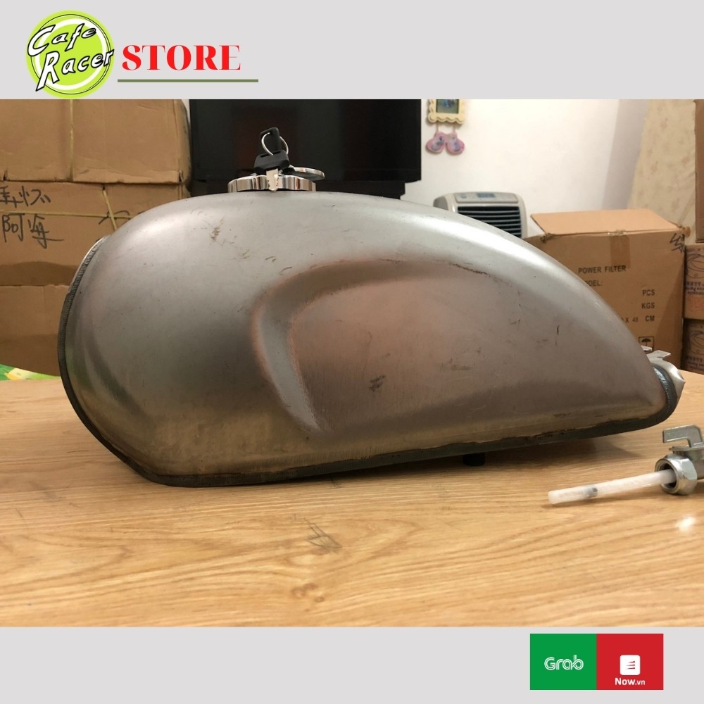 Bình xăng cafe racer phôi mộc chưa sơn  thùng xăng móp bé, hợp kim thép dày dăn phù hợp độ xe