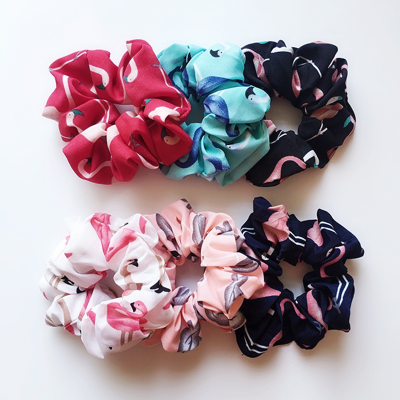 Dây cột tóc vải scrunchies hoa văn, đồ buộc tóc crunchies caro phụ kiện tóc