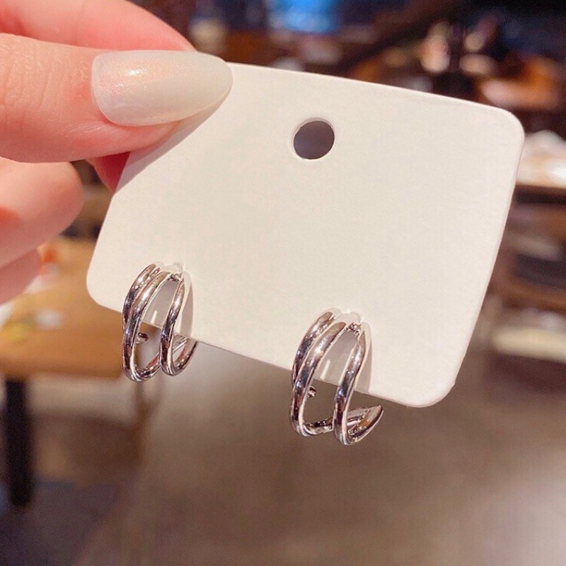 Đôi Bông Tai Tròn Mạ Bạc 925 Thời Trang Cho Nữ / Khuyên tai