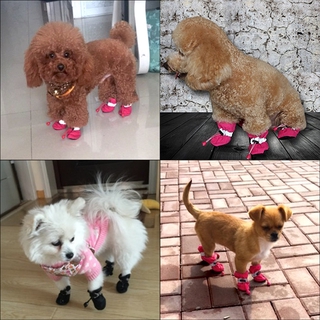 4 Cái / bộ Thú Cưng Chó Nhỏ Chống Thấm Nước Tất Chống Trơn Trượt Chó Con Mèo Thú Cưng Giày Bốt