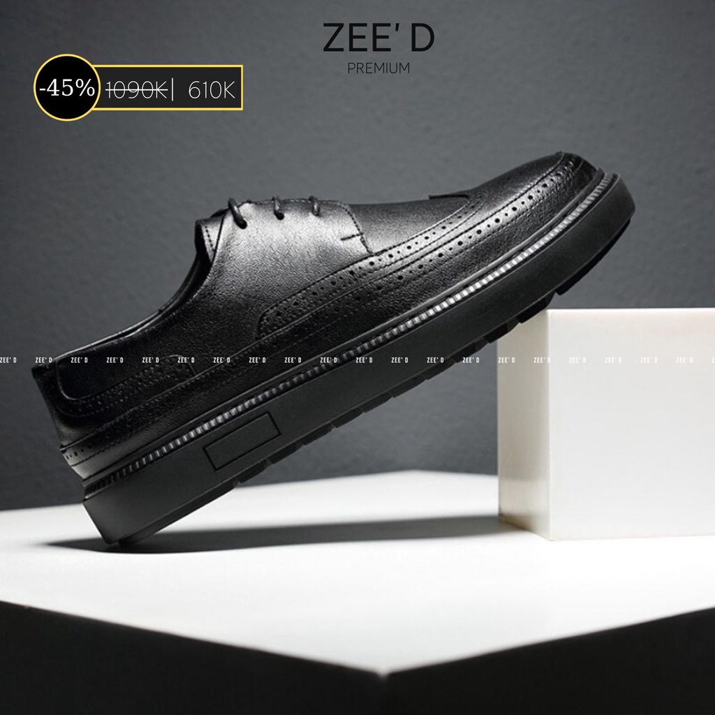 Giày Modern Derby  mã DB04 Da Bò Nhập Khẩu ZEE' D  Đế Cao 3,5cm Bảo Hành 12 Tháng