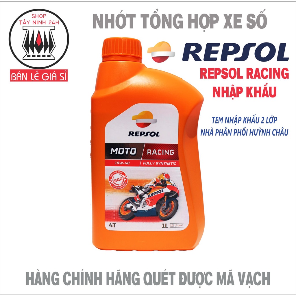 Nhớt Repsol Racing 10W40 Tổng Hợp 1L Nhập TÂY BAN NHA NPP HUỲNH CHÂU