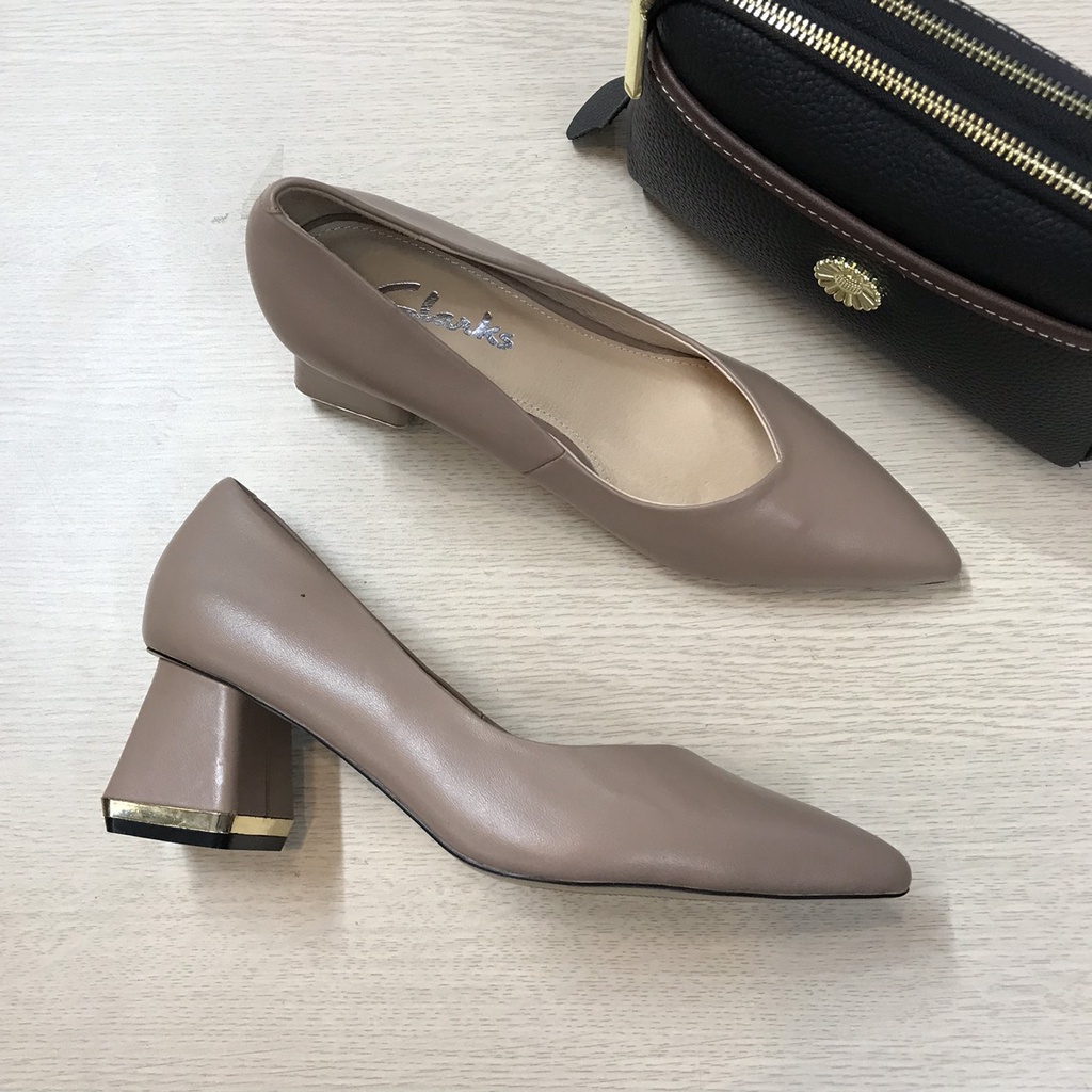 Giầy Cao Gót Nữ Da Thật Gót Trụ Cao 5cm VNXK