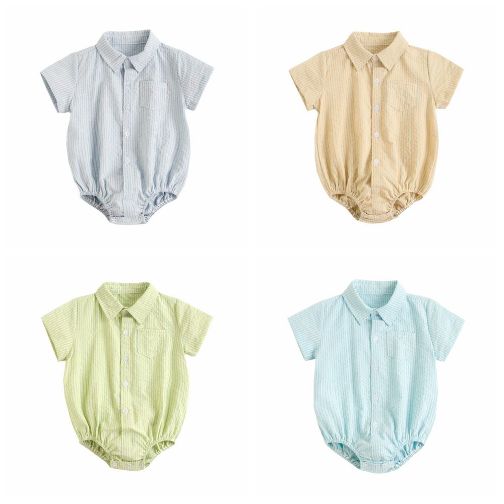 Áo liền quần Sanlutoz họa tiết kẻ sọc thời trang mùa hè đơn giản chất liệu cotton dành cho bé sơ sinh