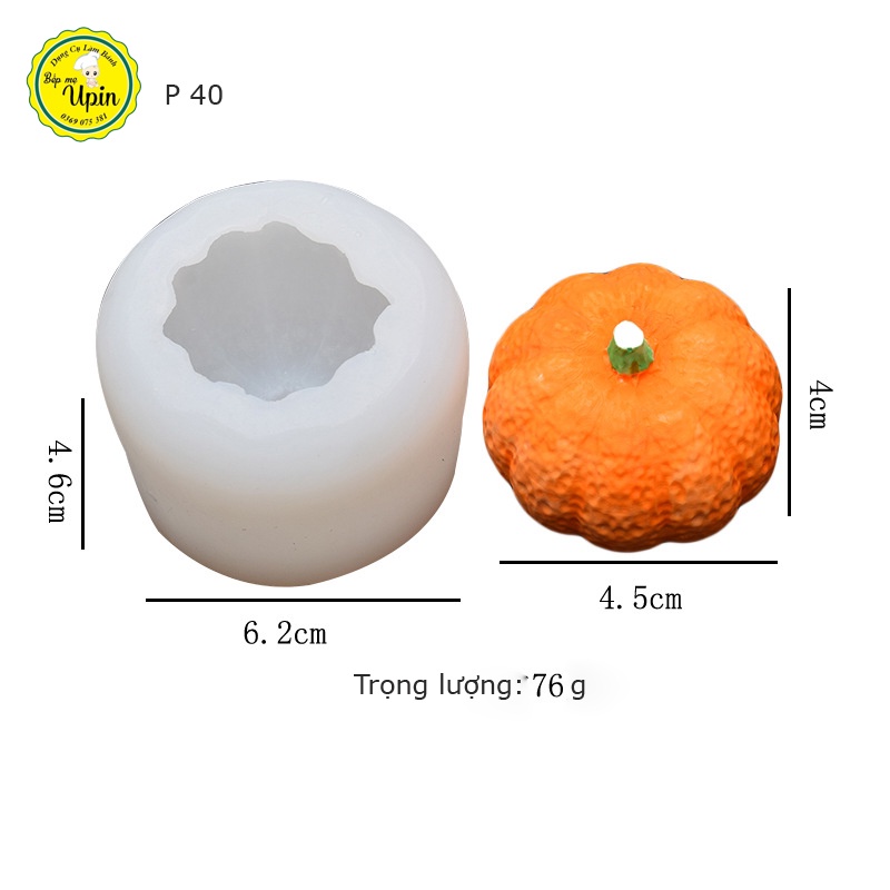 Khuôn silicon hình quả bí ngô làm bánh khuôn nến trang trí Halloween