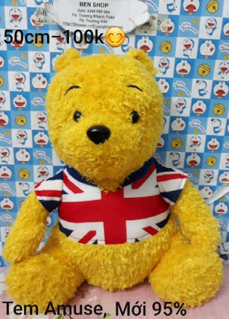 Gấu Pooh cờ Anh, lông xù tuyệt đẹp, hàng hiệu Amuse, chính hãng Disney, 50cm,, mới tinh(hình thật)- 100k💟💟💟
