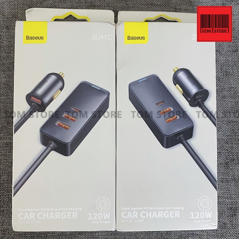 Tẩu Sạc Nhanh 120w tích hợp 4 Cổng Mở Rộng Baseus Share Together Extention Car Charger 120W (4 Port * 30W, QC/ PD/PPS) | BigBuy360 - bigbuy360.vn