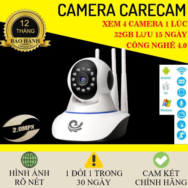 Camera wifi CareCam FHD- 1080P xoay 360 Thế hệ mới hình ảnh sắc nét 2.0 báo động chống trộm | BigBuy360 - bigbuy360.vn