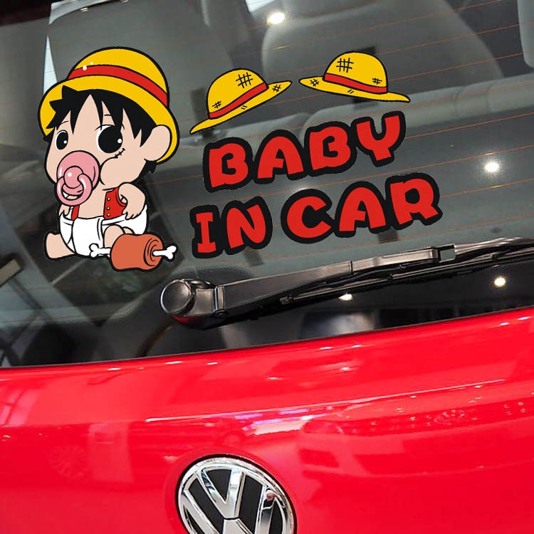 Đề Can Dán Trang Trí Xe Hơi Họa Tiết Hoạt Hình Luffy Chopper Baby in Car Sáng Tạo