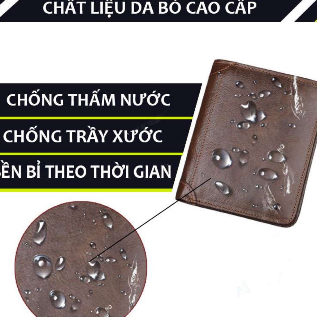 Bóp nam cao cấp, ví nam da bò thật Dante thời trang