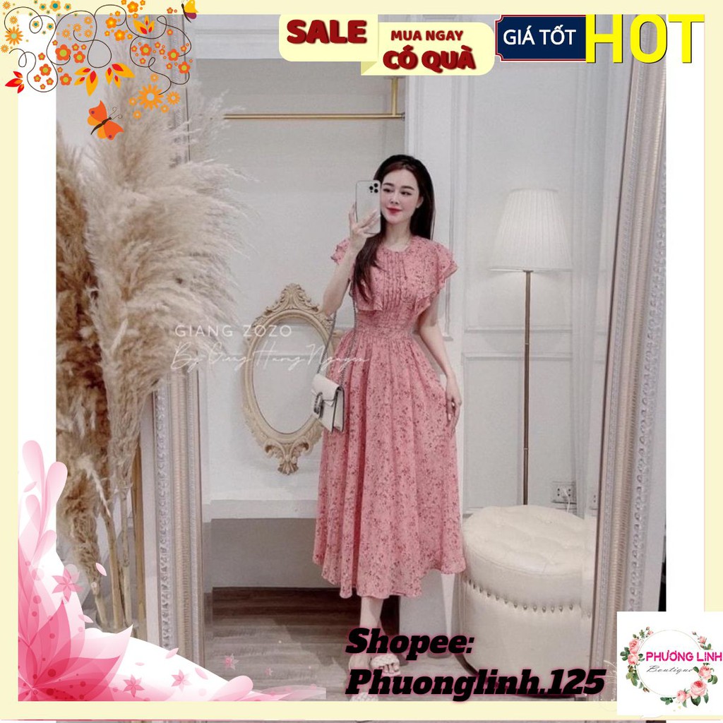 VÁY HOA HỒNG TAY CÁNH TIÊN CHO NỮ | BigBuy360 - bigbuy360.vn