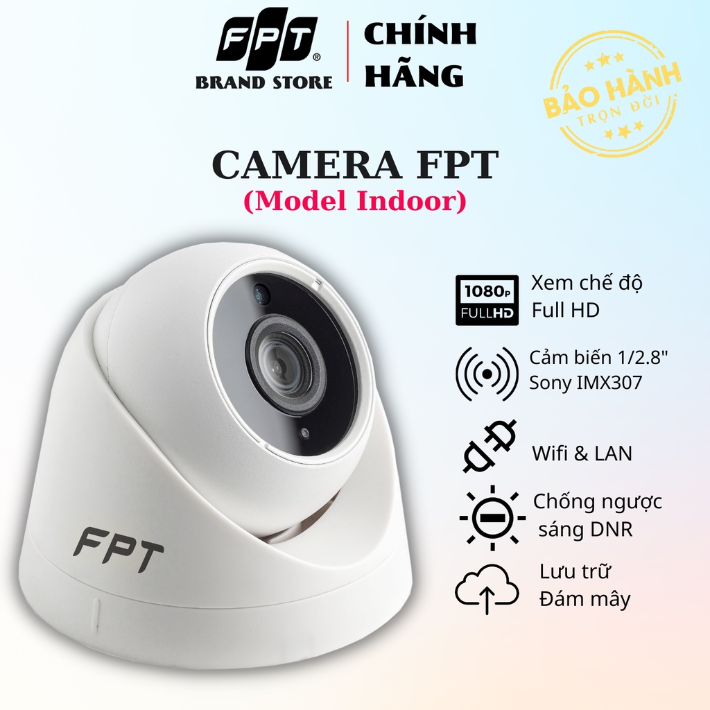 FPT Camera IQ  Chính Hãng - FPT Telecom - Camera An Ninh - Lưu Trữ Cloud - Cảm Biến Full HD - 1080p