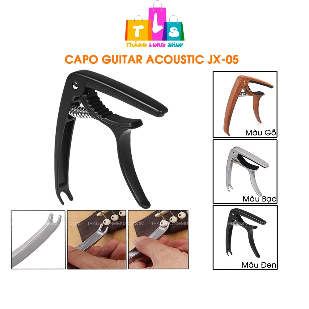 Capo guitar acoustic, ukulele, bass JX05 (Kẹp chắc chắn, có đầu nhổ chốt tiện lợi)