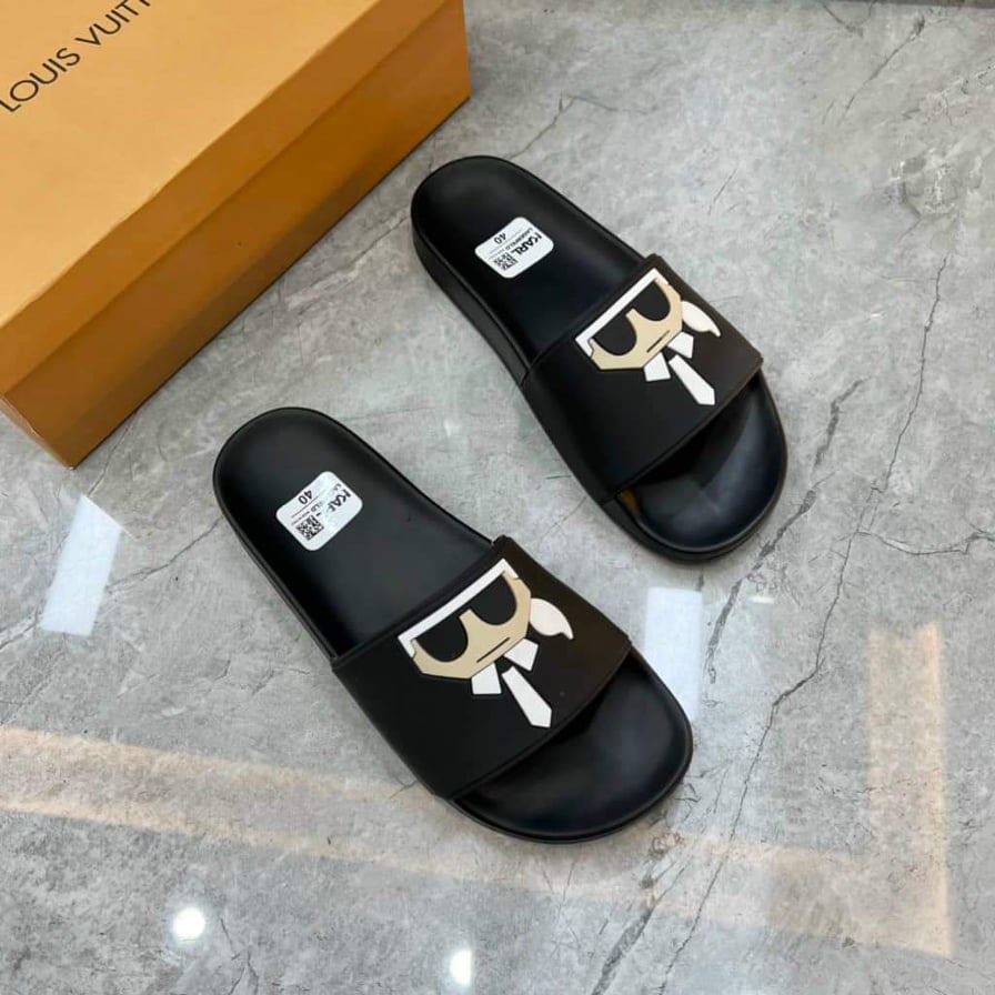 🔥HÀNG SIÊU CẤP🔥Dép KARL quai ngang nam đúc cao su non họa tiết mặt người siêu ngầu