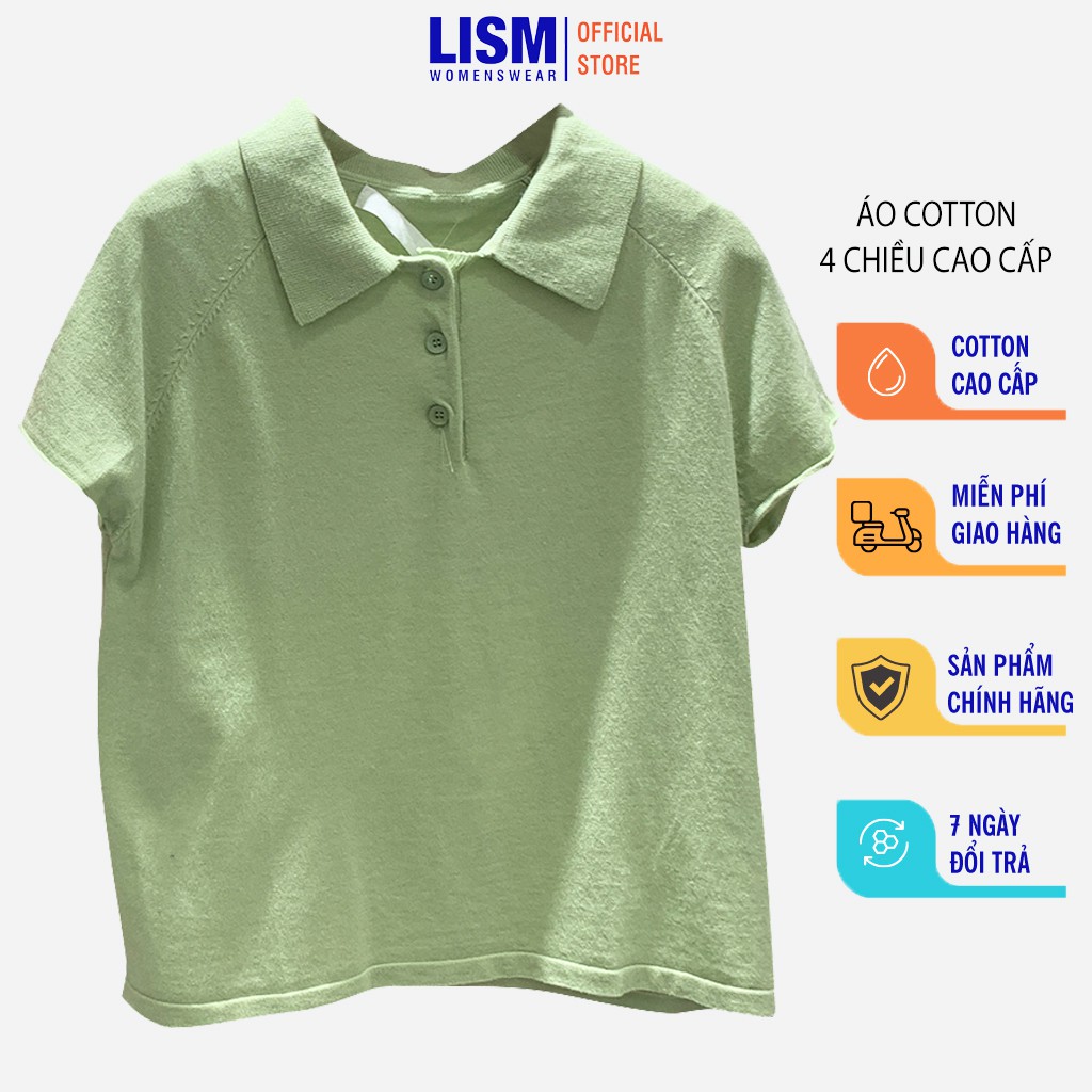 Áo thun polo nữ có cổ cotton 4 chiều thấm hút mồ hôi freesize màu sắc cá tính phong cách thể thao năng động