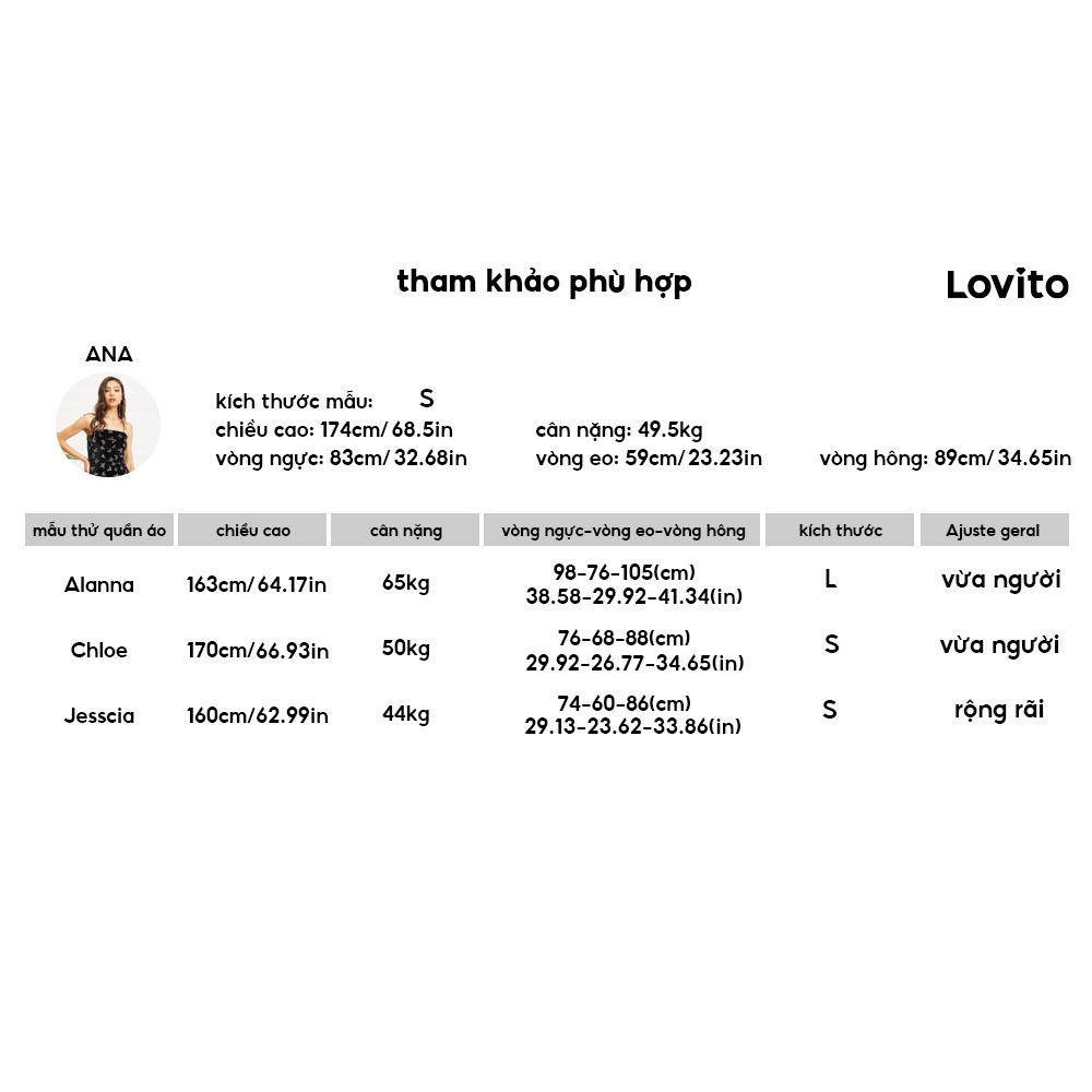 Lovito Quần dài L07004 màu đen trơn đơn giản