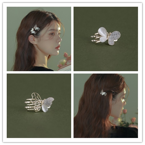 Kẹp Tóc Hình Bướm Bằng Kim Loại Đính Đá Opal Phong Cách Hàn Quốc Cho Nữ