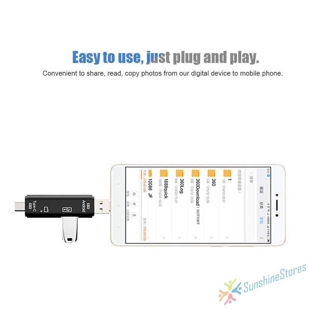 Đầu Đọc Thẻ Nhớ Micro Usb Otg 5 Trong 1 Cho Điện Thoại Laptop | BigBuy360 - bigbuy360.vn