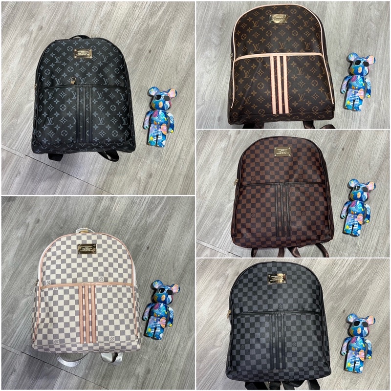 Balo kẻ caro tag logo LV cực sành điệu - Ba lô thời trang