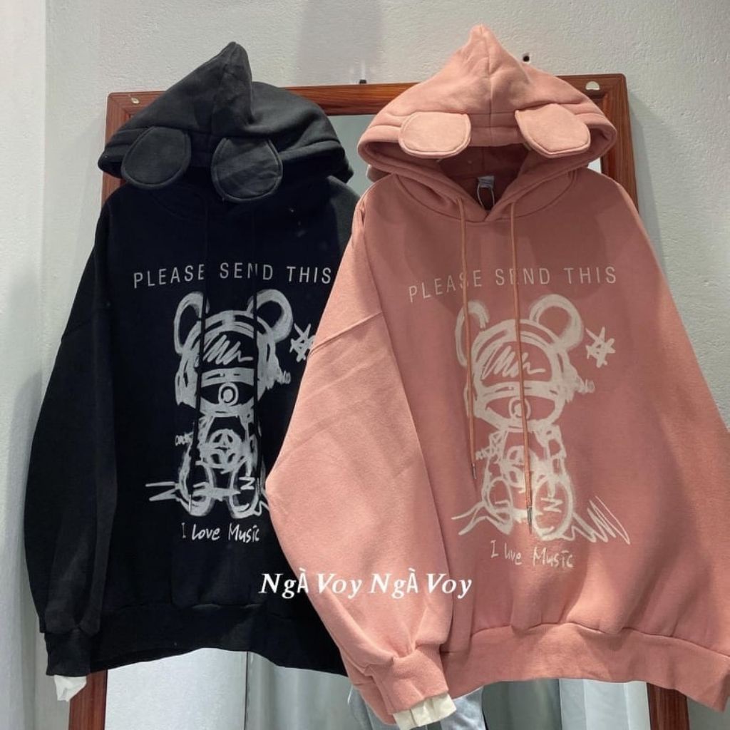 Áo hoodie tai gấu