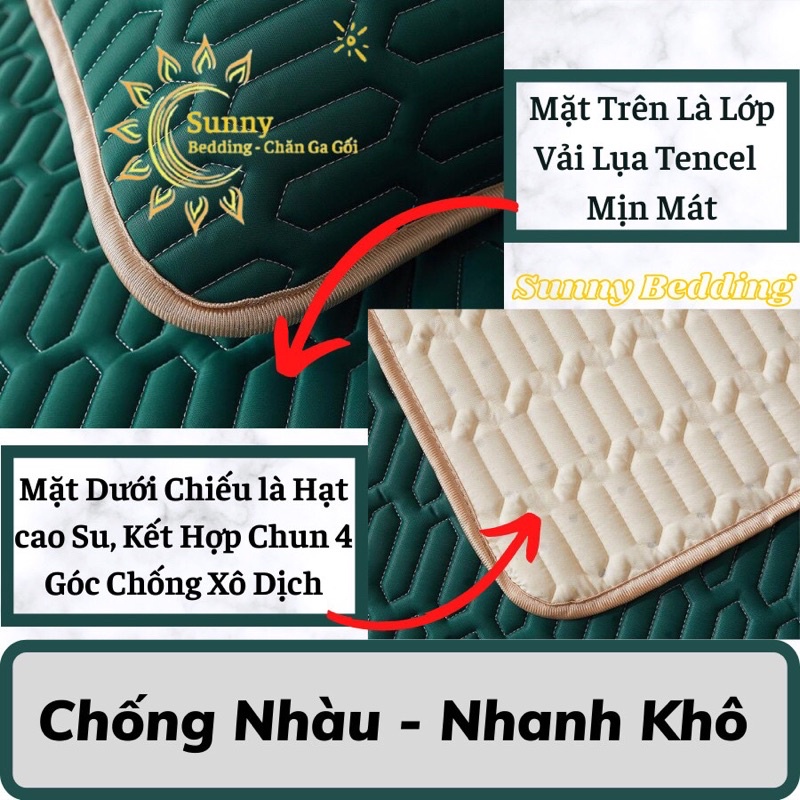 Chiếu Điều Hoà Cao Su Non Latex Vải Lụa Tencel, ( Hàng Nhập Loại 1 Mát Mềm Mịn )