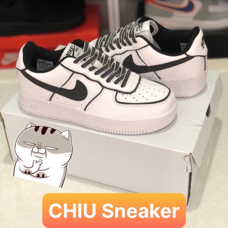 Giày thể thao nam nữ tăng chiều cao air force 1 trắng đen phản quang cao cấp giày Sneaker AF1 trắng đen