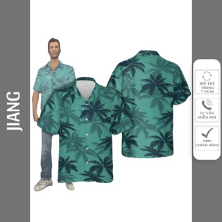Áo sơ mi họa tiết cây dừa - Áo Tommy Vercetti chất lụa mềm mịn