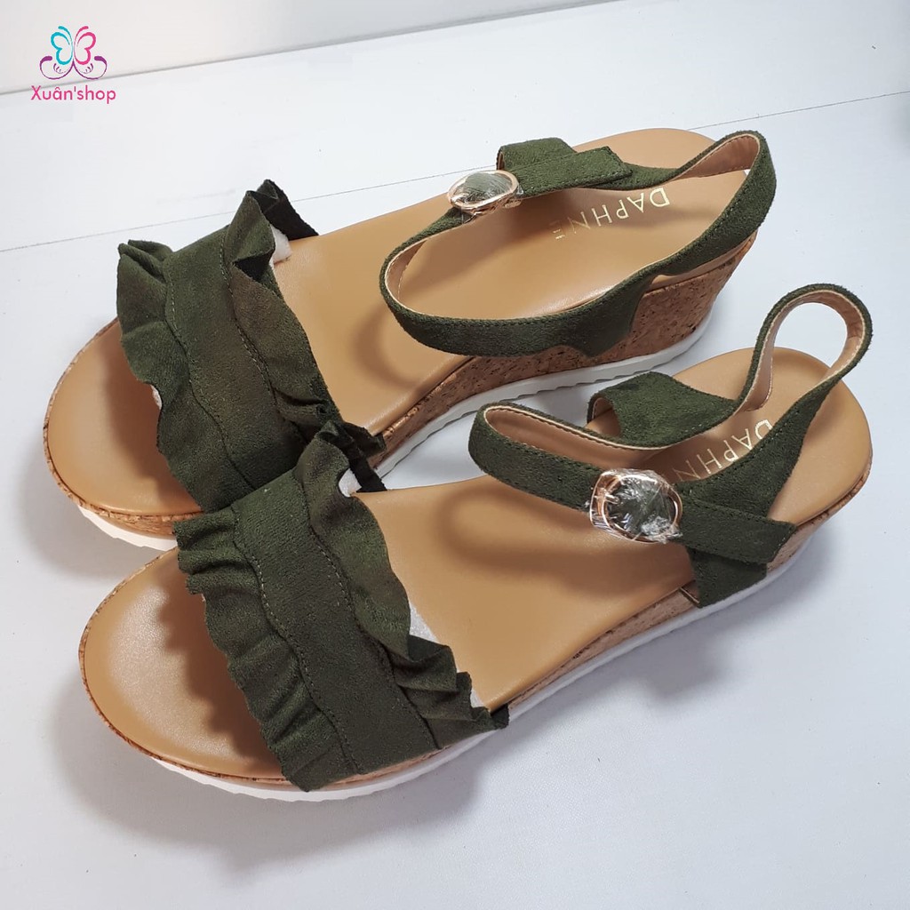 Sandal đế xuồng DAPHNE quai ngang viền bèo xinh xắn, cao 6cm (có sẵn)