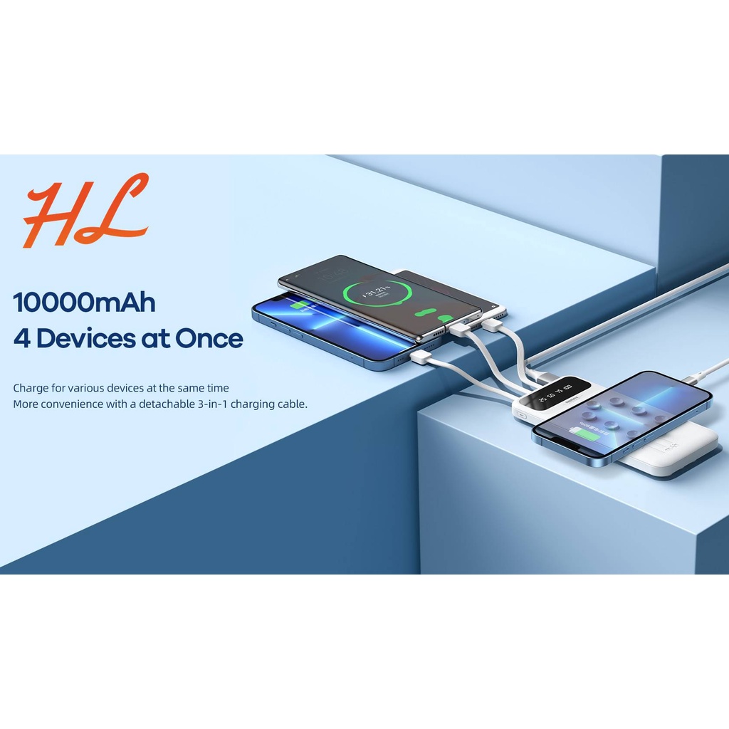 Pin Dự Phòng Remax 10000mAh RPP-27 (Kèm Cáp Sạc 3 Đầu, Tích Hợp Cao Su Giữ Điện Thoại) - BH 12T - Hunglongpc