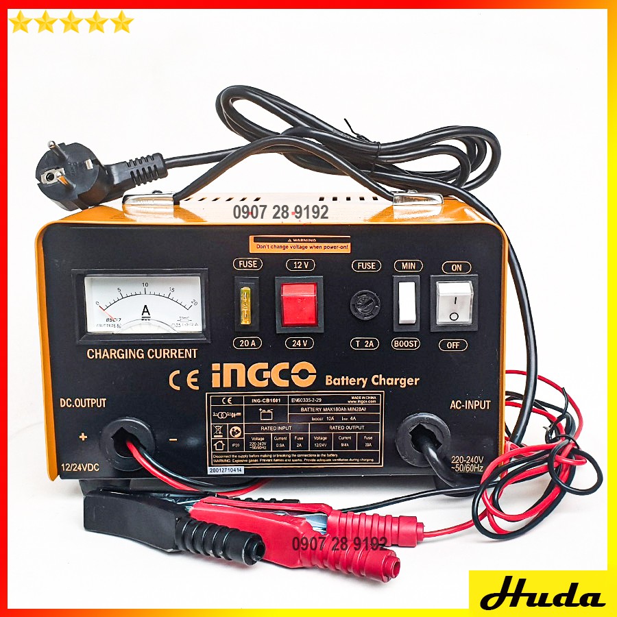Ingco Máy sạc bình điện ắc qui 12V 24V ING-CB1601  JKL