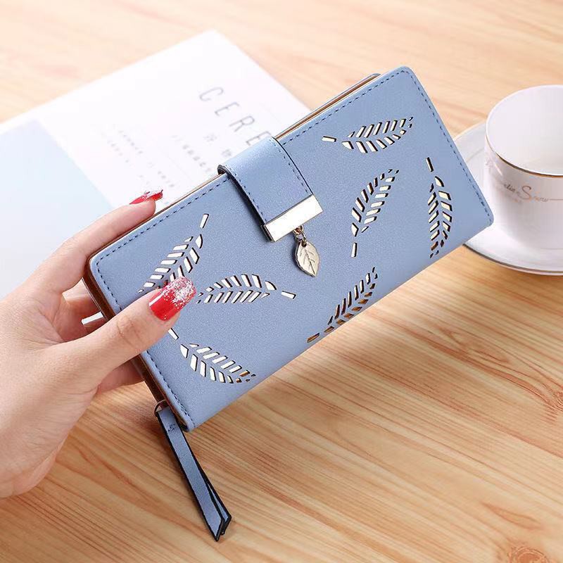 Ví Dài Cầm Tay Họa Tiết Lá Cây Thời Trang Hàn Quốc Cho Nữ