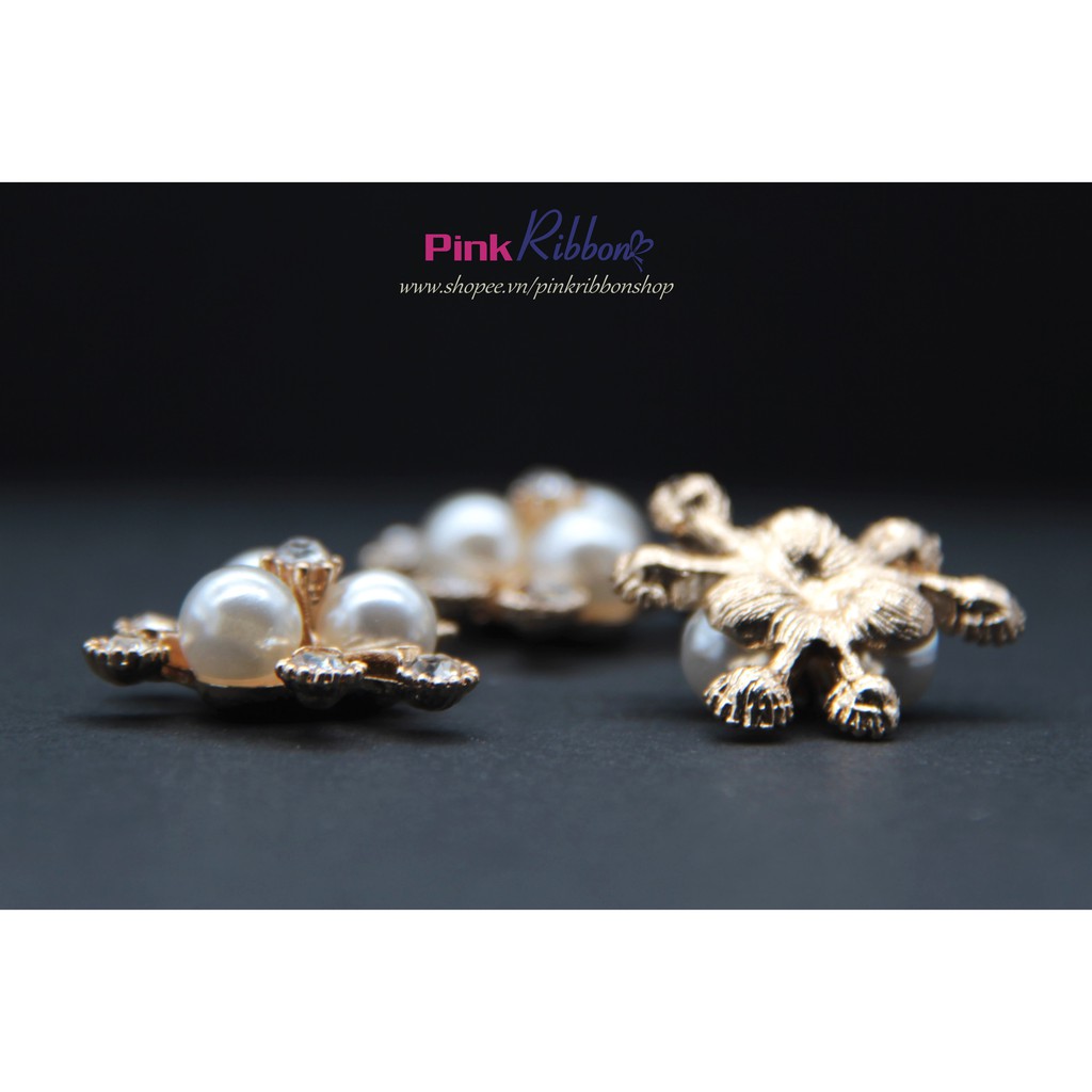 Charm 3 hạt trai tia đá