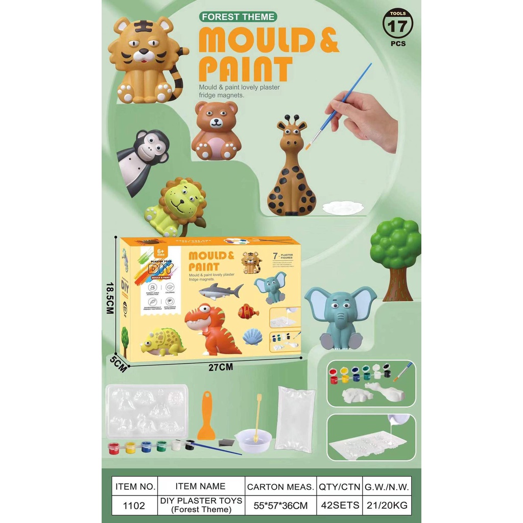 Tượng tô màu bộ đồ chơi tượng tô màu tự làm tại nhà cho bé kèm sẵn màu và cọ - HOBA