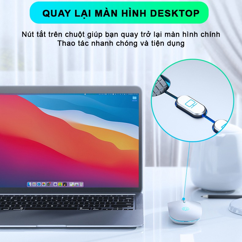 Chuột không dây máy tính wireless sạc pin Sidotech Inphic M1L bản 2021 silent pin sạc 1 lần dùng 8 tuần có LED