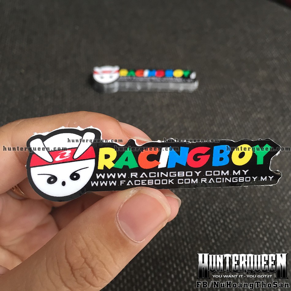 Bộ 2 hình VN Racing Boy mini [7.3x2cm]. Decal logo dễ thương, sticker in theo yêu cầu. Hình dán xe máy, điện thoại