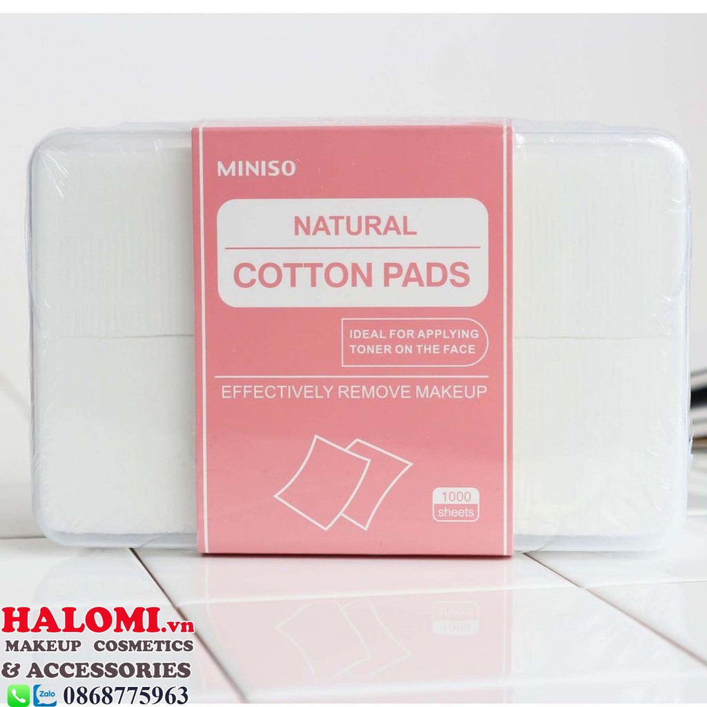 Bông tẩy trang Miniso 1000 miếng Nhật Bản chính hãng siêu mềm