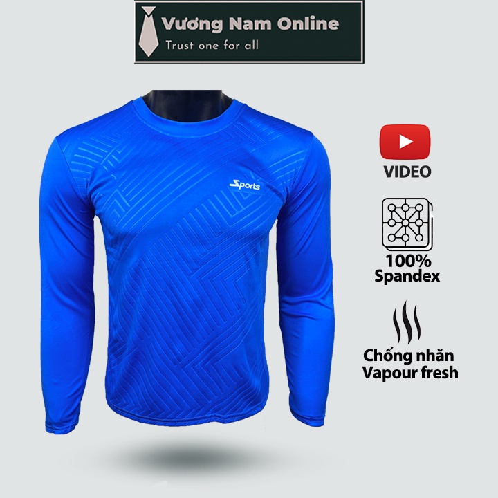 Áo thun nam tay dài, áo giữ nhiệt thể thao cổ tròn thun lạnh đẹp cao cấp dập vân VN21I