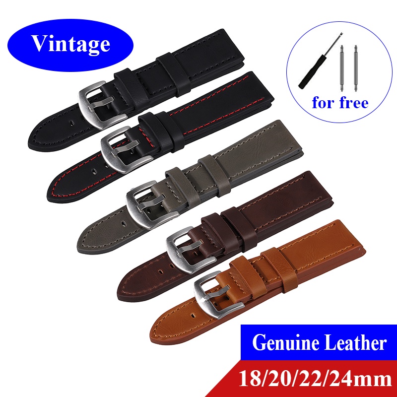 Dây Đeo Đồng Hồ Thể Thao Bằng Da Mềm 18mm 20mm 22mm 24mm Phong Cách Vintage