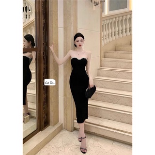 Đầm body dáng dài cúp ngực viền đá